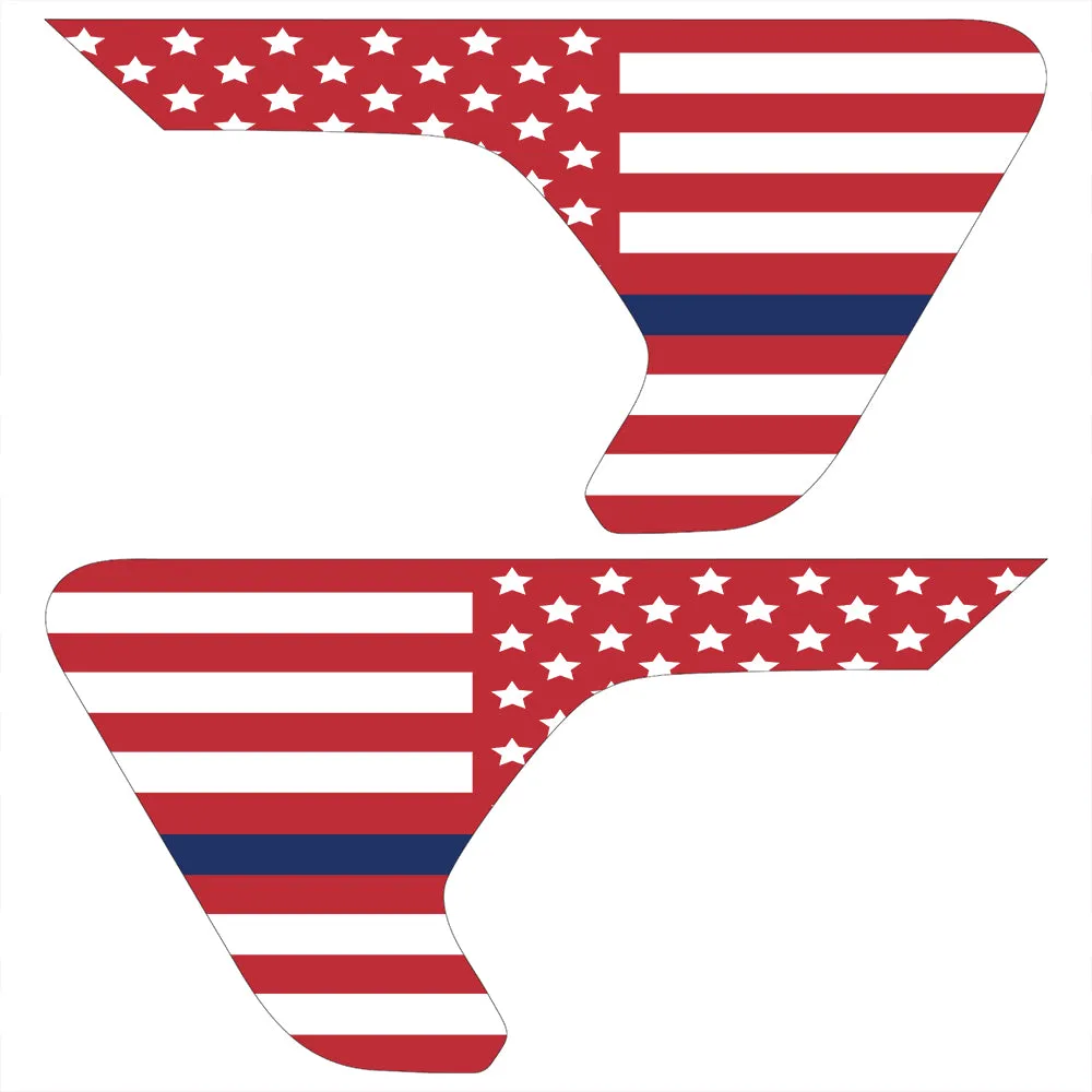 White & Red Thin Blue Line Flag 2pc Vinyl Fender Decal product image