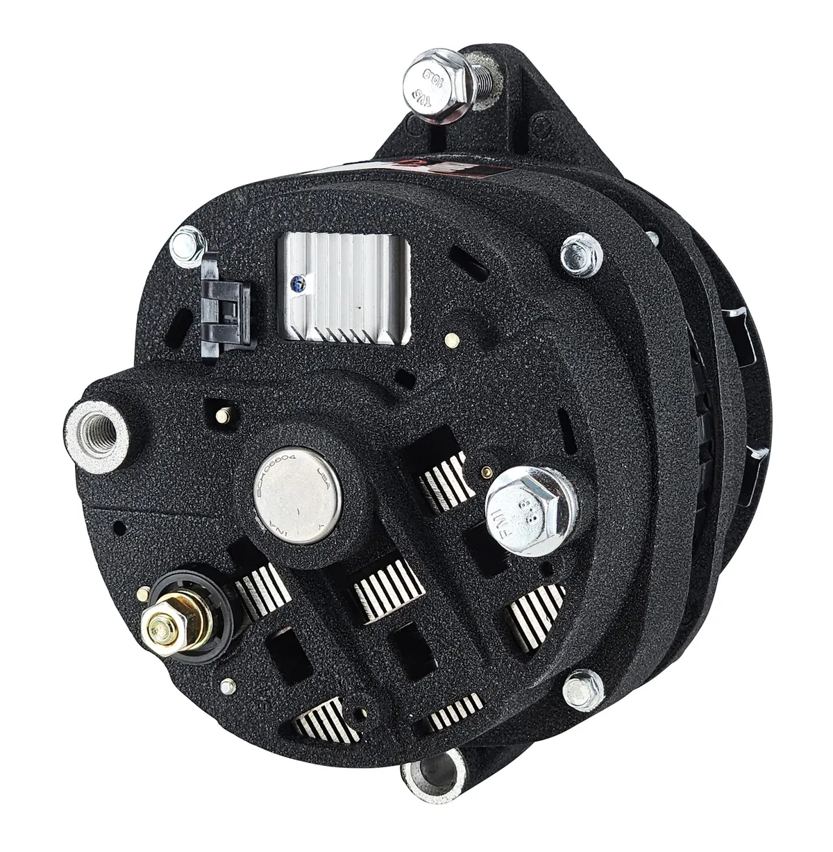 XS Volt™ Racing Alternator; CS144; 300 Amp; 140 Idle; Straight Mount; Black Wrinkle; product image