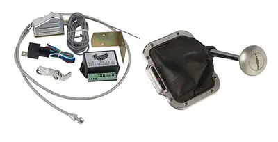 Lokar Cable Operated Boot Indicator; Brushed Finish; Vertical; Rectangular; For GM 700-R4/4L60; Incl. LED Indicator/Boot/Sensor Kit; Billet Aluminum;