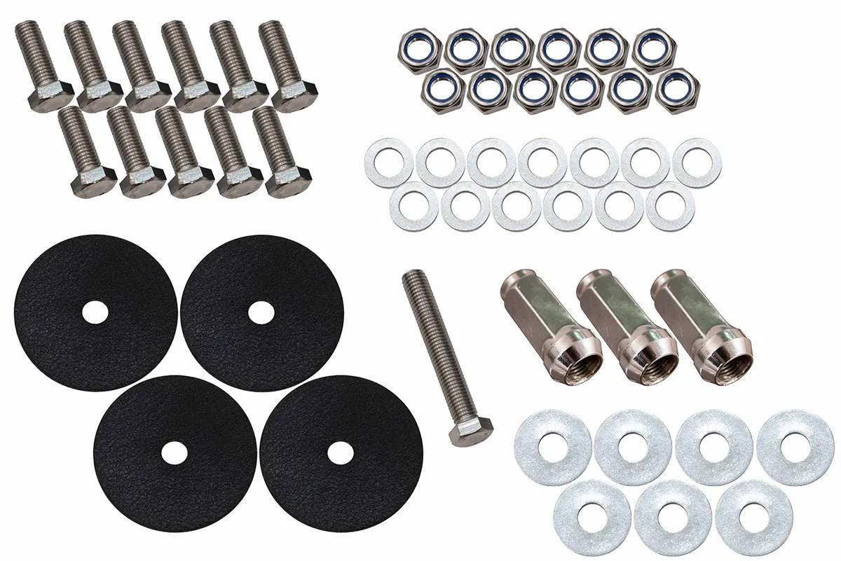 Black Powder Coated, 1/8in. steel construction, Stainless Steel hardware, Includes 3 M14 Chrome Lug nuts product image