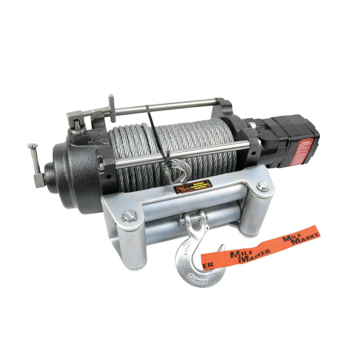 12000 Lb Hydraulic Winch 18.7 C.I. Hydraulic Motor w/Roller Fairlead 100 Foot Cable H12000 Mile Marker product image