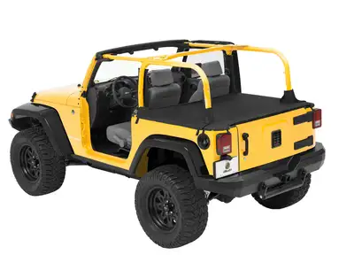 Bestop Cargo Deck Covers For Jeep 2007-2018 Wrangler JK 2 Door Factory Soft top Removed No Belt Rail Channels Black Diamond Bestop