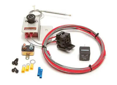 Painless Wiring Adjustable Electric Fan Thermostat Kit; Incl. Thermostat; Bracket; 30 amp Relay; 30 Amp Circuit Breaker; Wiring; Terminals; Hardware;