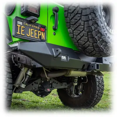 Turn Offroad Jeep JK Rear Bumper with LED Pod Lights & Hitch Receiver | 2007–2018