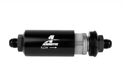 Aeromotive Fuel System Filter Inline 100m Stainless Mesh Element An08 Male Brightdip Black 2in