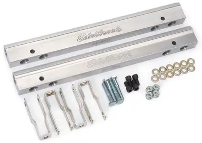 Edelbrock Edelbrock 3641 Fuel Rail Kit for Small-Block Chrysler 340/360 -6 AN in Clear Finish
