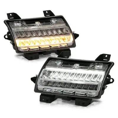 ANZO USA Jeep Wrangler 18-25 / Gladiator 20-25 LED Fender Lights Chrome Clear Lens w/ Sequential Signal (For Models w/ Factory Halogen Fender Lights)