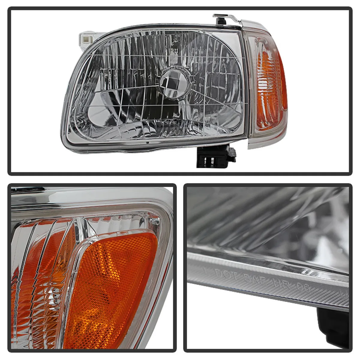 XTune Crystal Headlights; 6 pcs.; w/Amber Corner And Side Marker Lights; Chrome; product image
