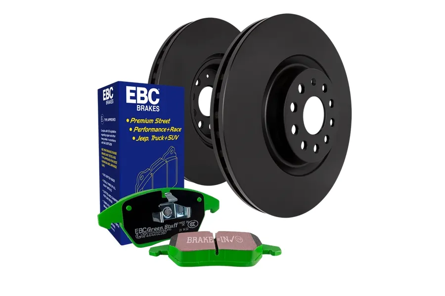 EBC Brakes S14 Kits Greenstuff and RK Rotors SUV; Front; FMSI Pad No. D1273; Vented; 5 Bolt Holes; 332mm Dia.; 55mm Height; 28mm Thick;