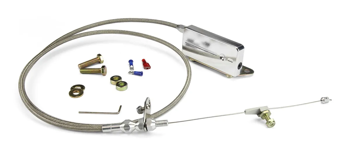 Hi-Tech Electric Kickdown Kit; U-Cut-To-Fit; Incl. Aluminum Fittings w/Ferrule/Instructions; Stainless Steel Housing; Stainless Steel Switch Box; Stainless Steel Finish; product image