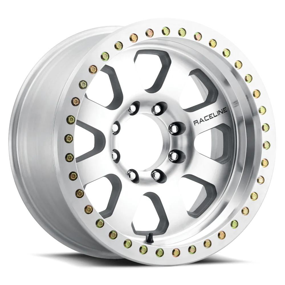 Raceline Wheels Aluminum Wheels 20x10 Avenger Beadlock RT260M Machined Silver -38 Offset 8 on 170 Bolt Pattern 130.81 Bore Raceline