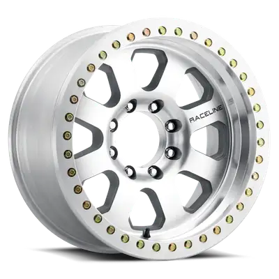 Raceline Wheels Aluminum Wheels 20x10 Avenger Beadlock RT260M Machined Silver -38 Offset 8 on 170 Bolt Pattern 130.81 Bore Raceline