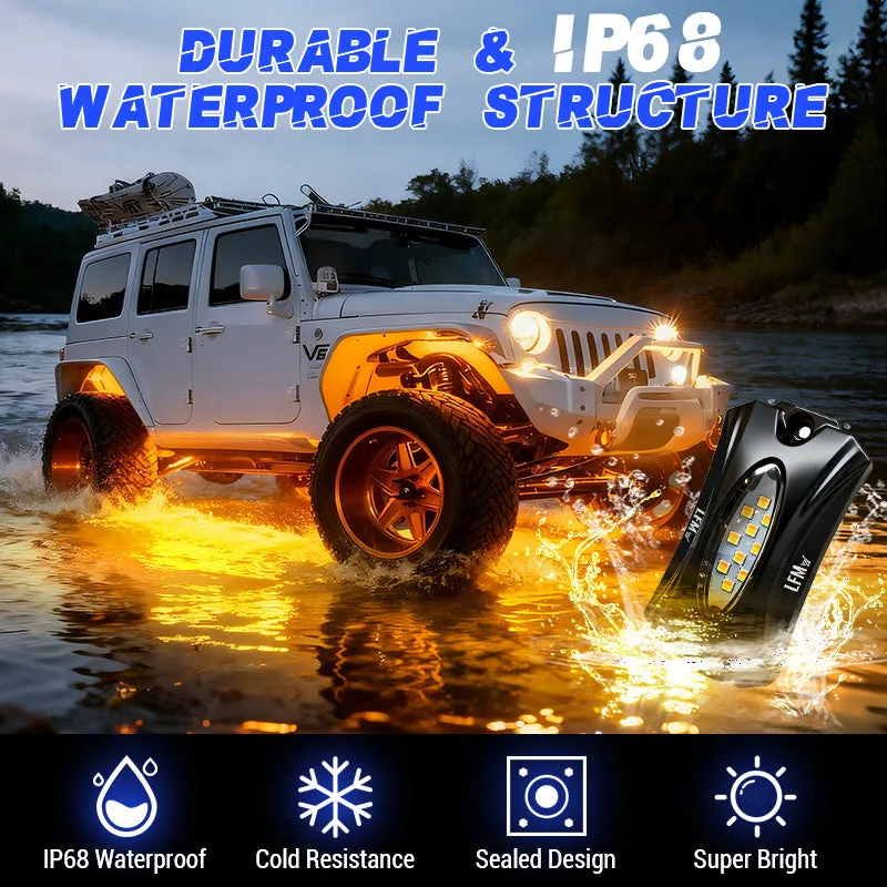 High-Bright Waterproof LED Rock Lights Kit White & Amber Switchback product image