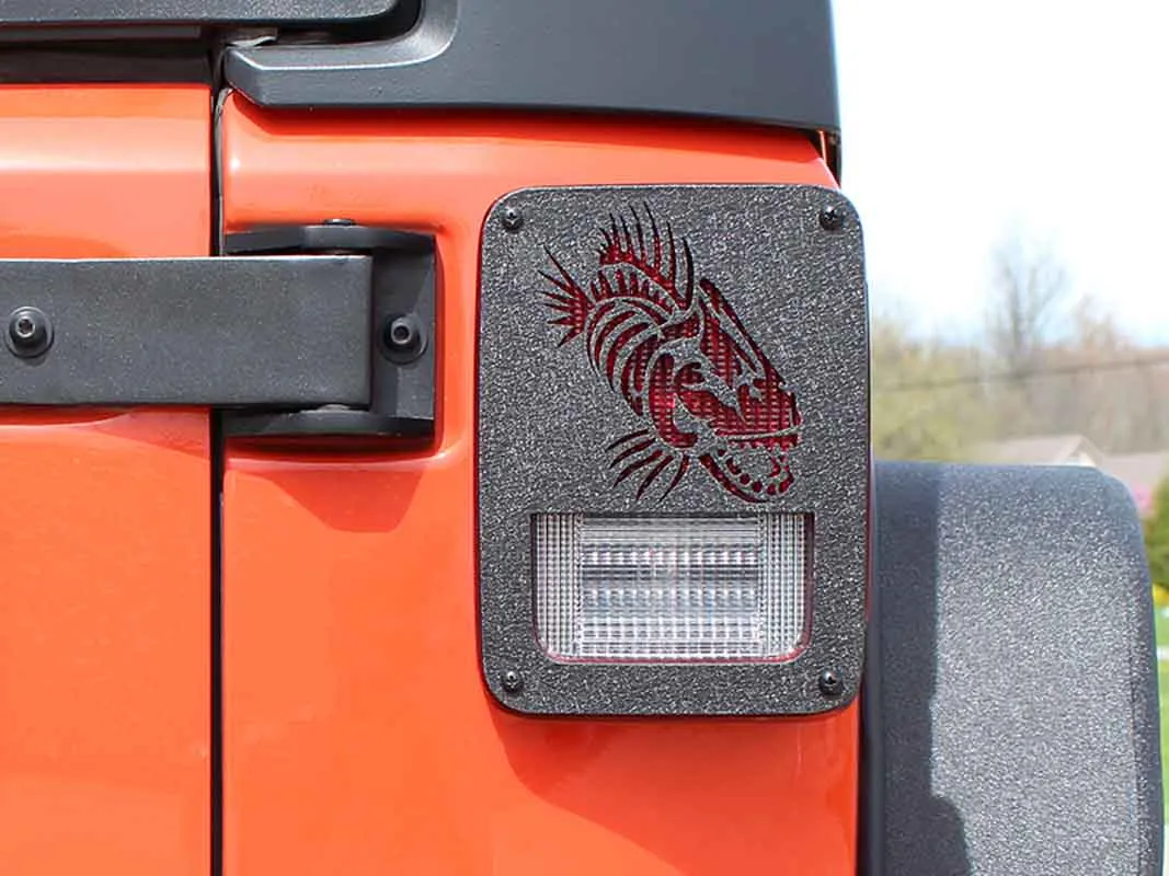Jeep JK Tail Light Covers 07-18 Wrangler JK Black Textured Powdercoat Fishbone Offroad product image