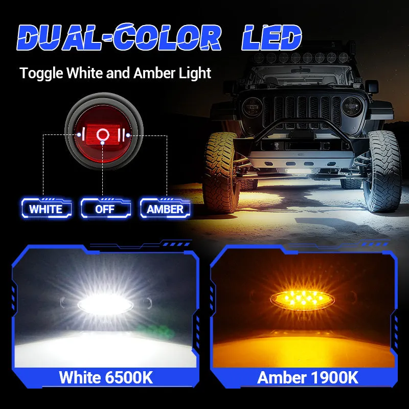 High-Bright Waterproof LED Rock Lights Kit White & Amber Switchback product image