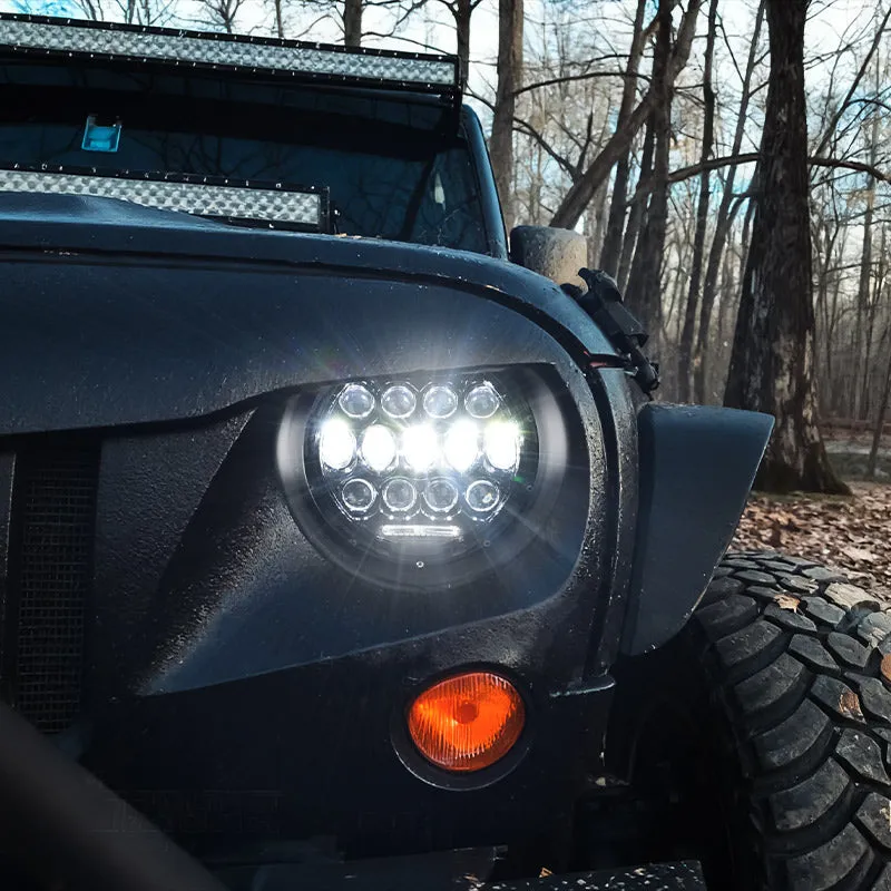 "Honey Comb 7"" 75W Cree LED Headlight DRL Hi/Lo Beam For 1997+ Jeep Wrangler JK/TJ/CJ/LJ/JL & Gladiator JT" product image