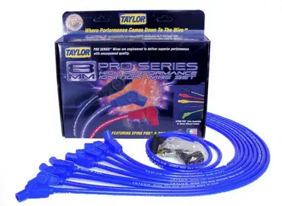 Taylor Cable Taylor Cable Chevy Big Block Race Fit 8mm Spiro-Pro Spark Plug Wire Set with Over Valve Cover HEI Fitment - Blue - 135° Spark Plug Boot Angle - 76632