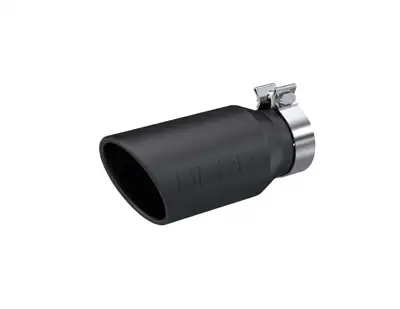 MBRP Exhaust Armor BLK Exhaust Tip; 4.5 in. Outer Diameter; 3.2 in. Inlet Diameter; 10 in. Length; Single Walled; Angle Cut Rolled Edge; Black Coated;