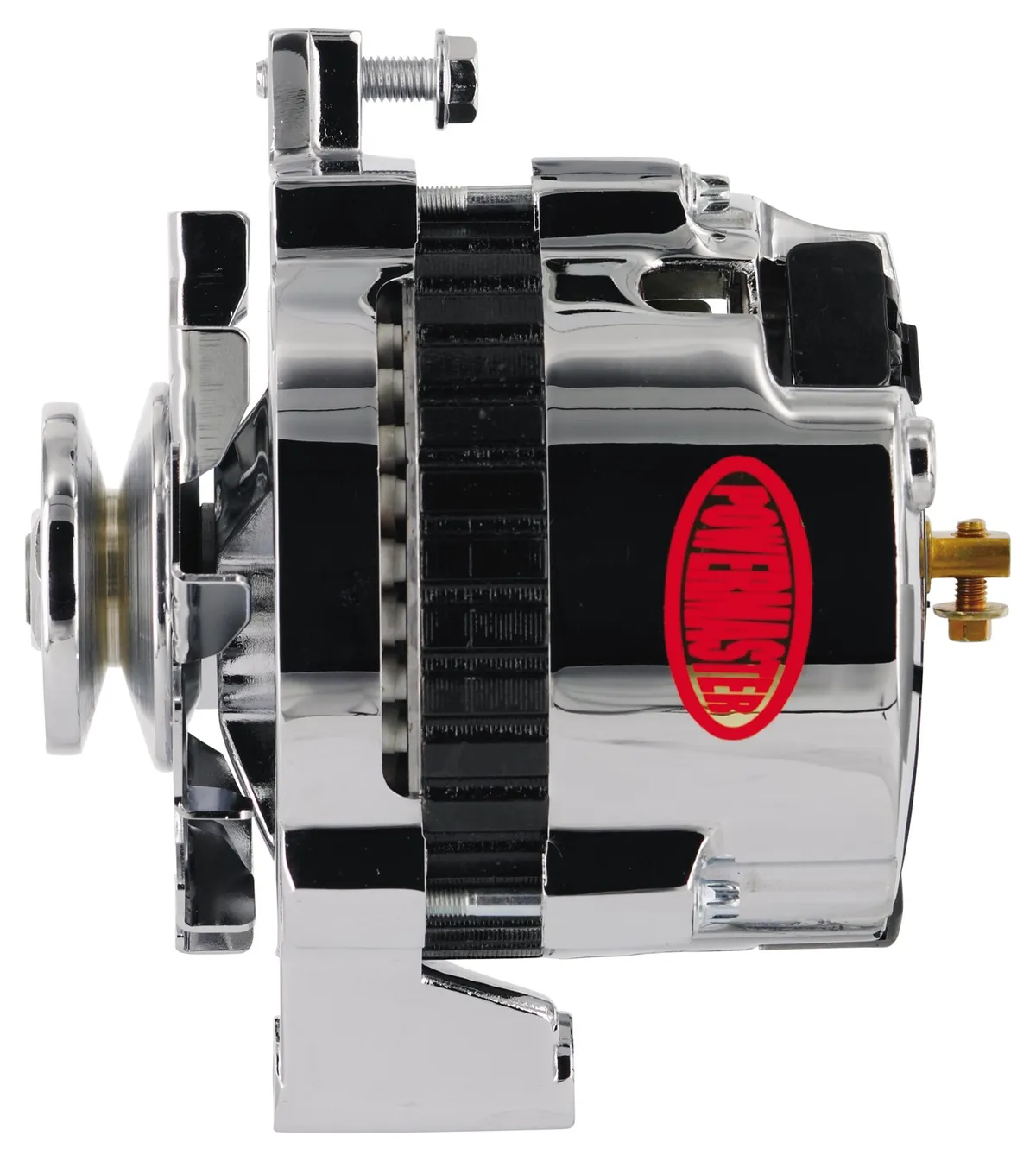 Alternator; CS130; Straight Mounting; 105 Amp; 85 Idle; 1 Groove V Type Pulley; Chrome; product image