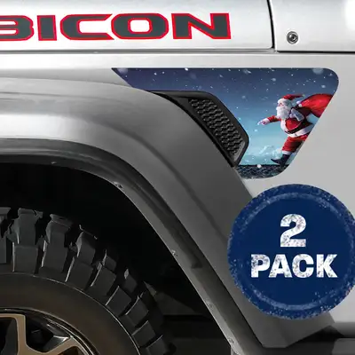 Under The Sun Inserts Santa on a Roof 2pc Vinyl Fender Decal