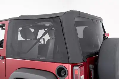 MasterTop Mesh Trail Screens 2010-2018 2 Dr JK Wrangler with Factory Original or MasterTop Soft Top 3 piece Kit Black Mesh MasterTop