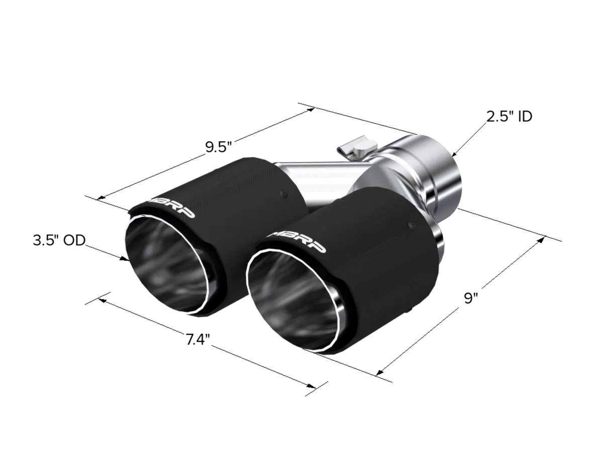 Carbon Fiber Exhaust Tip; 2.5 in. Inlet Diameter; Carbon Fiber; Dual 3.5 in. Outlet Diameter. Out Dual Wall; product image