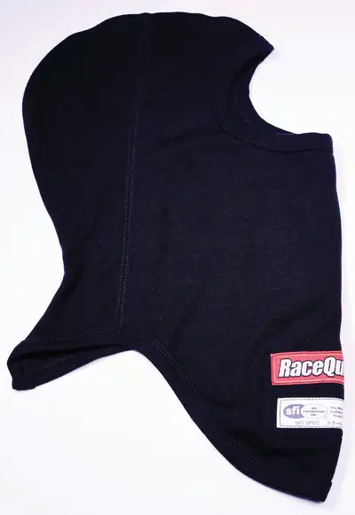 Racequip Sfi 3.3 Fire Retardant (Fr) Underwear Head Sock Balaclava Two Layer Hood Black