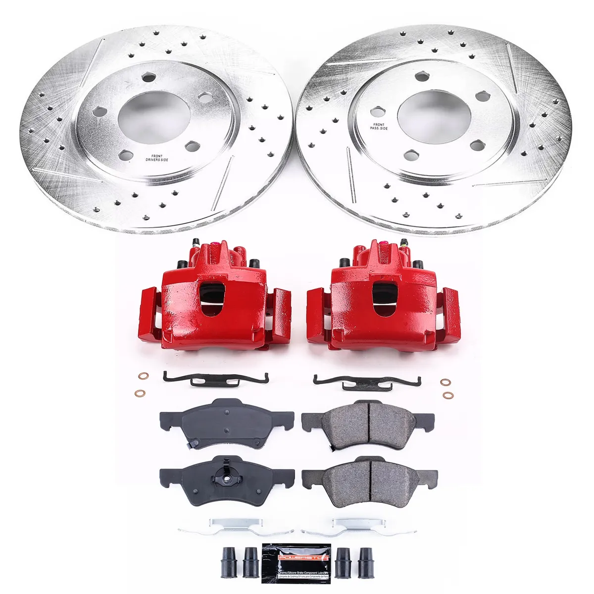 Z23 Evolution Sport Upgrade Kit: Drilled/Slotted Rotors; Carbon-Fiber Ceramic Pads; Powder Coated Calipers product image