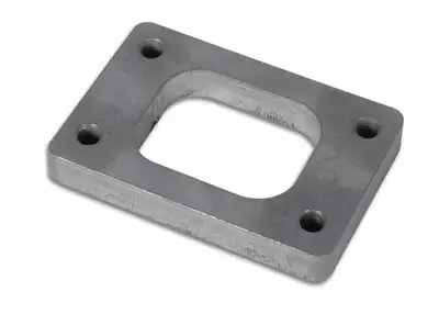 Vibrant Performance Turbo Inlet Flange; 39.9mm Bhcch; 72.8mm Bhccw; M8x1.25 Bhts; 62.7mm Overall h; 91.6mm Overall w; 0.5 In. Thickness; 39.7mm Port h; 50.8mm Port w; For T25/T28/Gt25; Mild Steel;