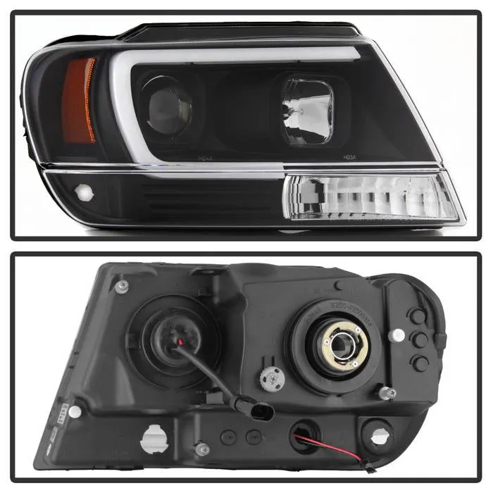 ( Spyder Signature ) Jeep Grand Cherokee 99-04 Version 2 Light Bar Projector Headlights - Black product image