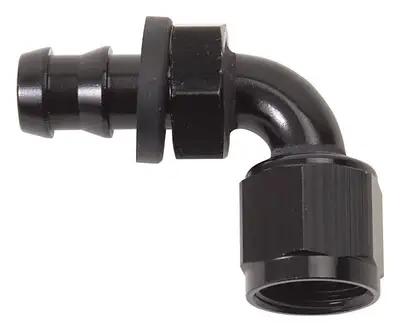 Edelbrock Twist-Lok Hose End #8 90 Deg Black