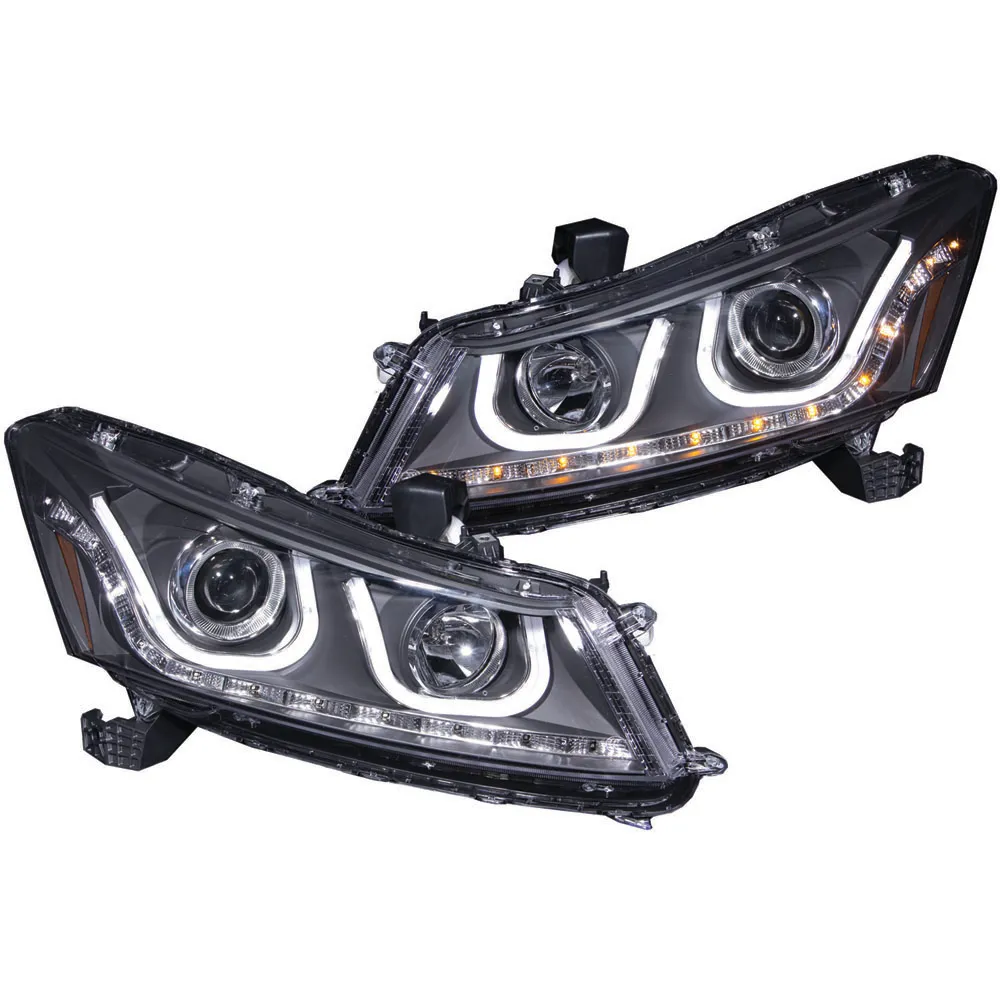 ANZO USA 0812 Accord Projector Headlights W/Ubar Black Clear Driver/Passenger