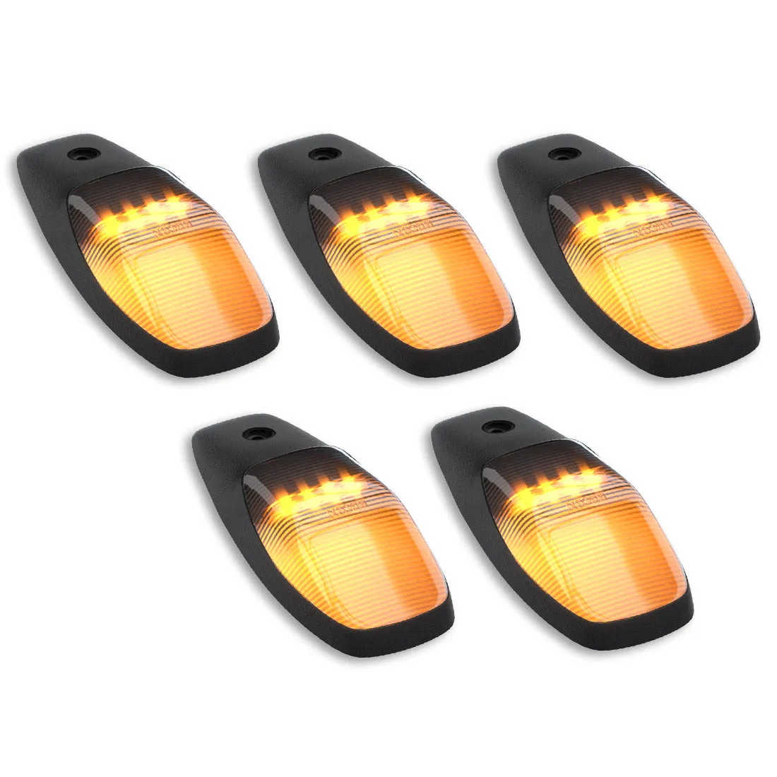 CAB LIGHTS Dodge 19-21 Heavy-Duty 2500 and 3500 5-Piece Set Clear Cab Roof Light Kit with White and Amber Ultra High-Power Strobe LEDs and White or Amber Running Light LEDs product image