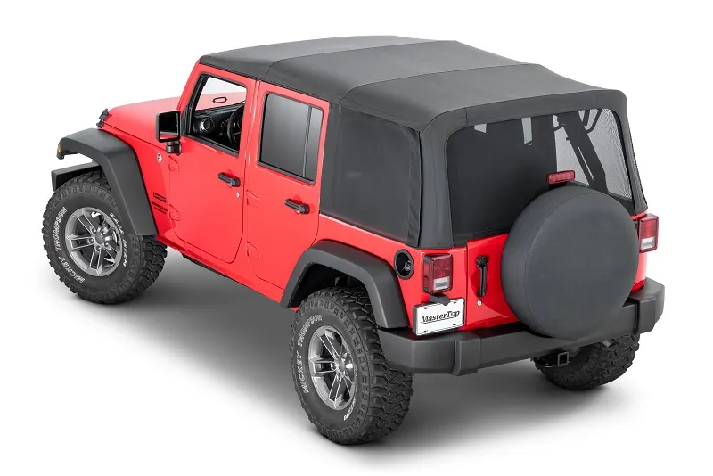 Mesh Trail Screens 2010-2018 4 Dr JKU Wrangler with Factory Original or MasterTop Soft Top 3 Piece Kit Black Mesh MasterTop product image