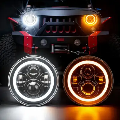 LED Factory Mart Best Seller Jeep Wrangler LED Headlights with Halo DRL & Turn Signals for 1997–2018 JK CJ TJ