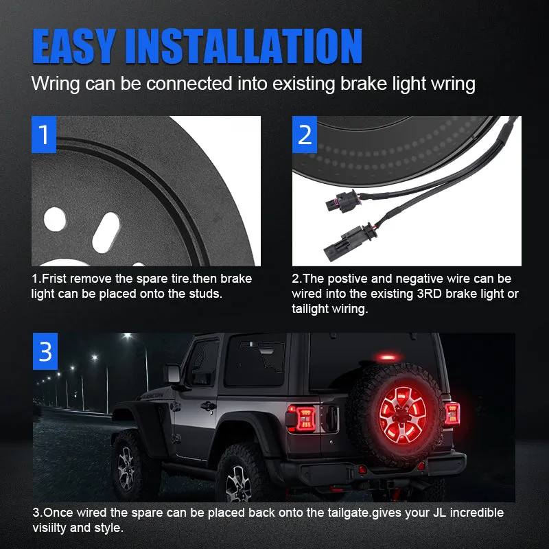 Suparee Dual Row Third Spare Tire Brake Light for 2018-Later Jeep Wrangler JL JLU product image