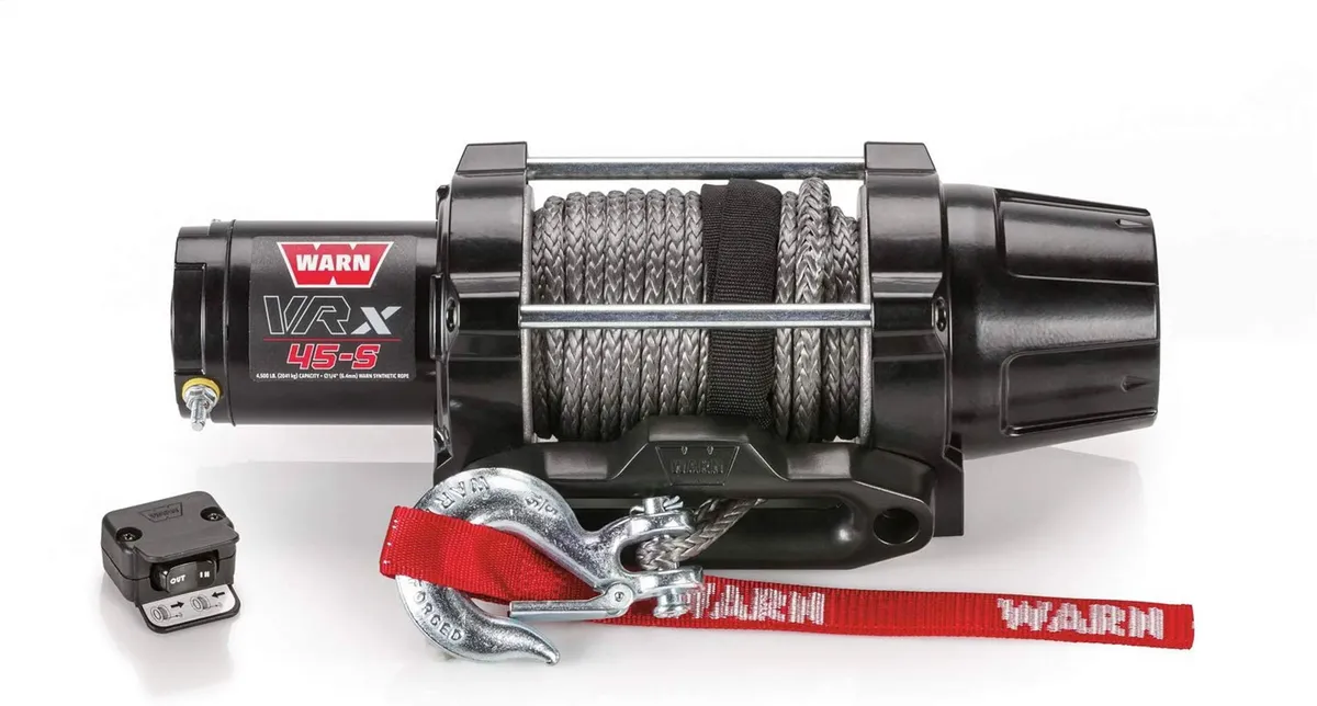WARN - Vehicle Mounted; ATVs and Side By Sides; Waterproof; 12 Volt; 4500 Pound Line Pull Capacity; 50 Foot x 1/4 Inch Synthetic Rope; Black Hawse Fairlead; product image