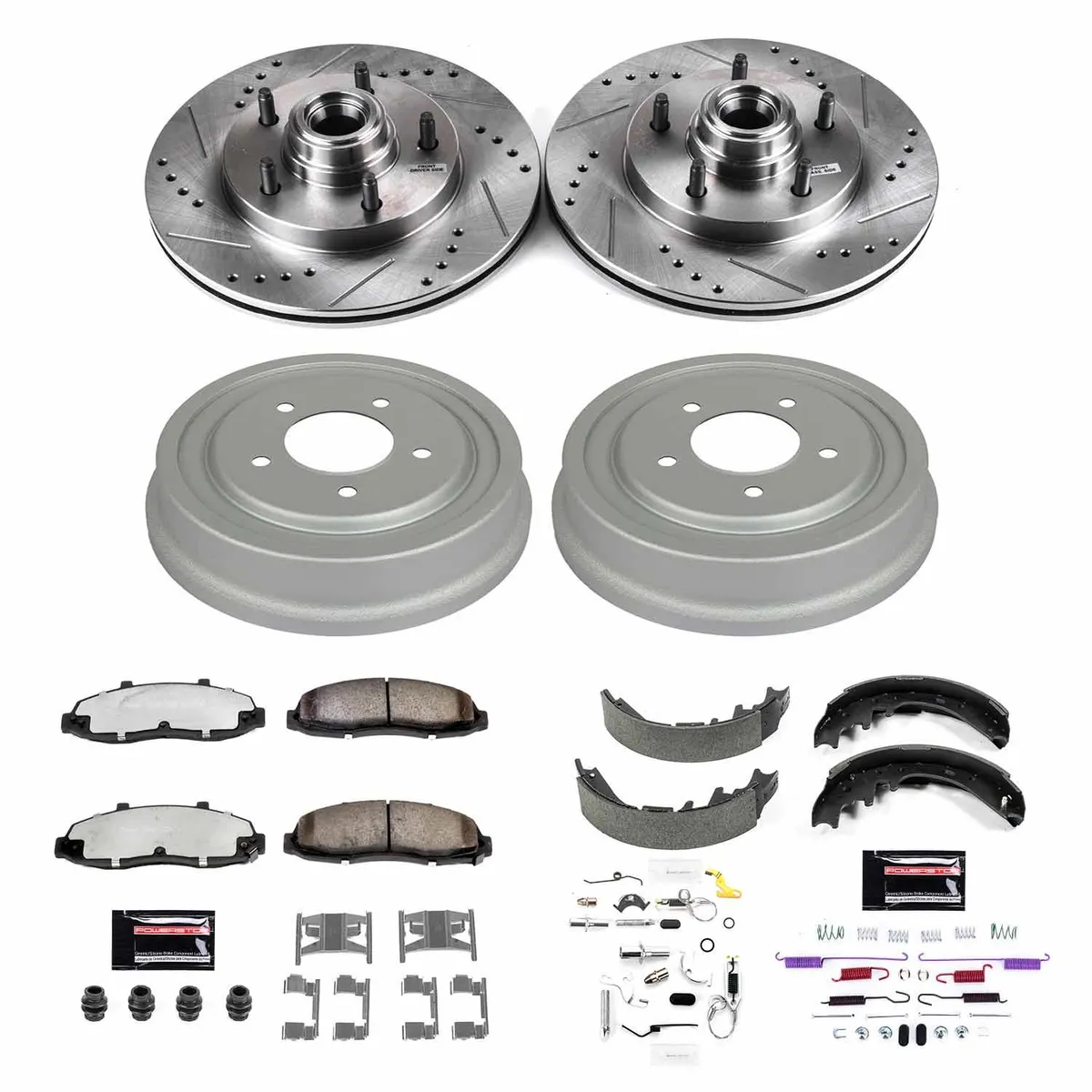 Z36 Truck/Tow Upgrade Kit: Drilled/Slotted Rotors; Carbon-Fiber Ceramic Pads W/Hardware; Coated Drums; Shoes W/Hold Down And Adjuster Kit product image