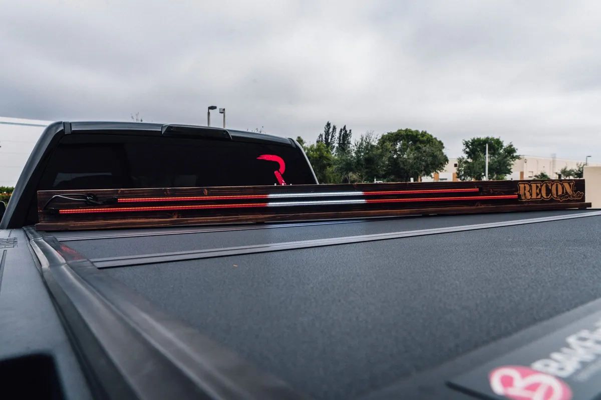 49inch Tailgate Bar w Ultra High-Power Dual Row Red Inchscanninginch LED Turn Signals And Ultra High-Power Dual Row Red LED Brakerunning Lights And Ultra High-Power Dual Row White LED Reverse Lights 49inch Bar Fits Most Flare Side And Smaller Trucks an product image