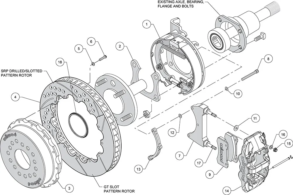 Wilwood AERO4 Rear P-Brake Kit 14.00in Big Ford 2.36in Offset product image
