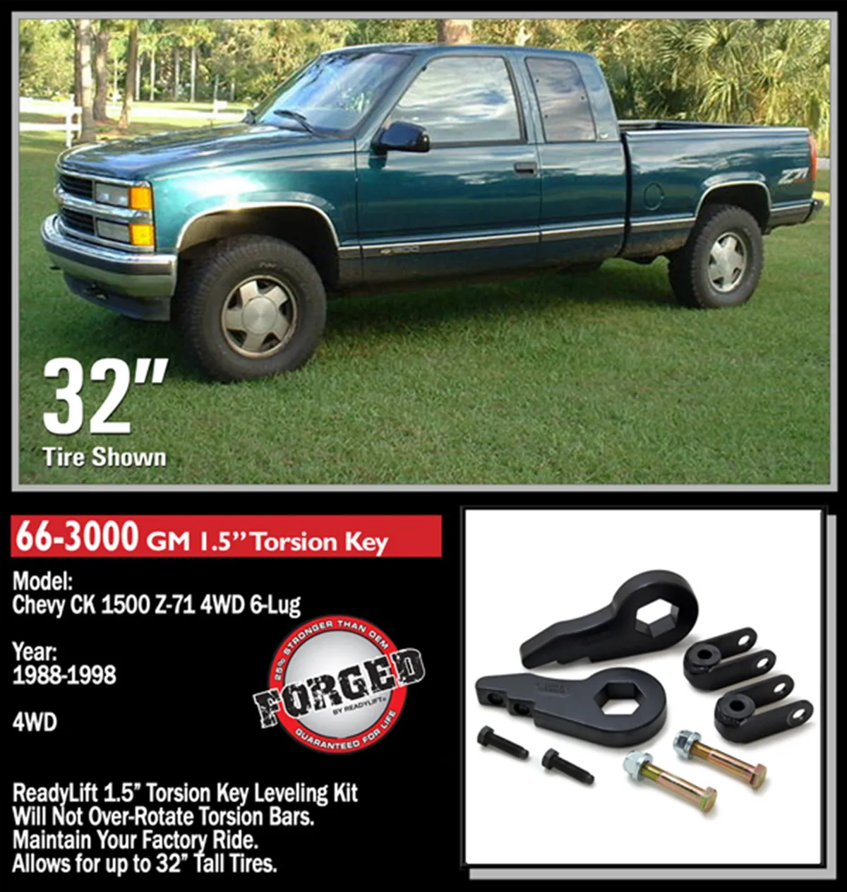 2.5in Front Level Kit(Forged Torsion Key)0006 Chevy/Gmc 1500/Tahoe/Suburban/Yukon Xl/Esclade product image