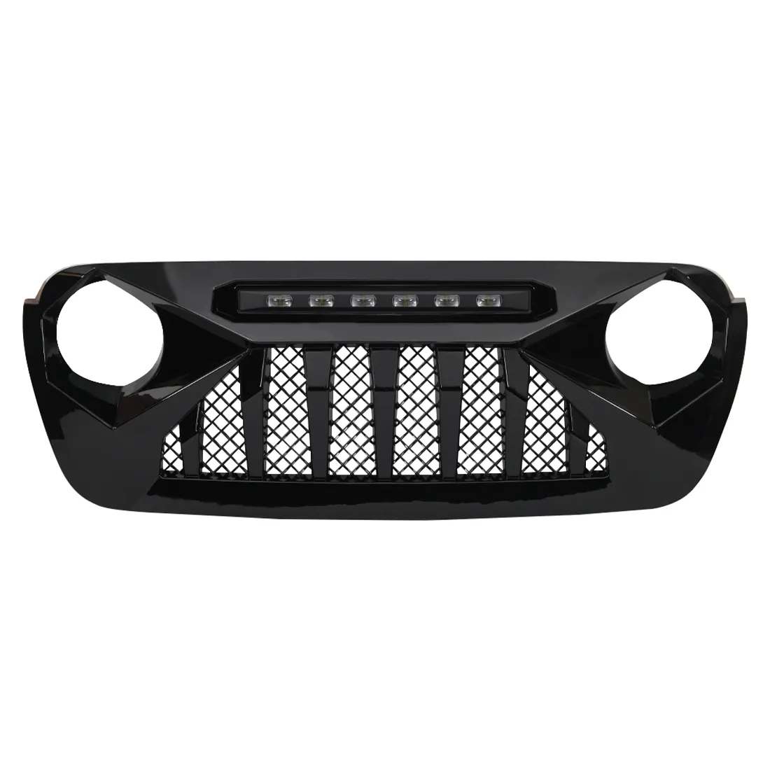 Demon Grille W/ Led Off-Road Lights - Glossy Black For 18+ Jeep Wrangler JL & Gladiator JT W/ O Trailcam product image