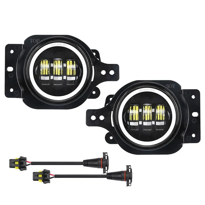 "4"" Round LED Halo Fog Lights with White Daytime Running Light for Jeep Wrangler JL Jeep Gladiator JT 2018-Later" product image
