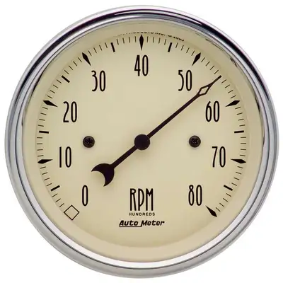 AutoMeter Gauge, Tachometer, 3 3/8", 8k RPM, In-Dash, Antique Beige