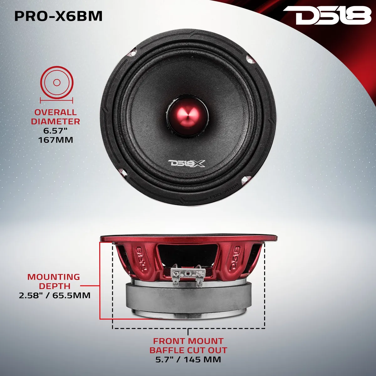 PRO-X 6.5" Mid-Range Bullet Loudspeaker | 250W RMS 8-Ohm product image