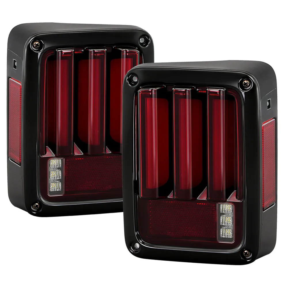 Spyder Auto Jeep Wrangler (JK JKU) 07-18 Version 2 Light Bar Sequential Turn Signal LED Tail Lights - Red Clear