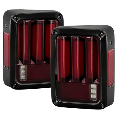 Spyder Auto Jeep Wrangler (JK JKU) 07-18 Version 2 Light Bar Sequential Turn Signal LED Tail Lights - Red Clear