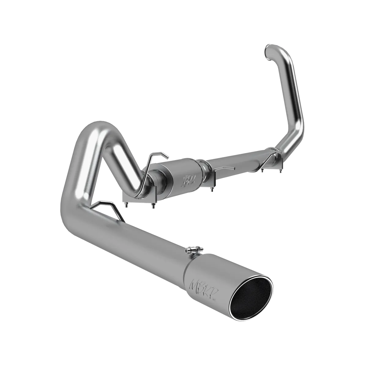 Armor Lite Turbo Back Exhaust System; 4 in.; Incl. Turbo Down Pipe/Mid Pipe/Ext. Pipe/Muffler/Over Axle Pipe/Tailpipe/Hardware/5 in. OD Tip; Single Side Exit; Aluminized; product image