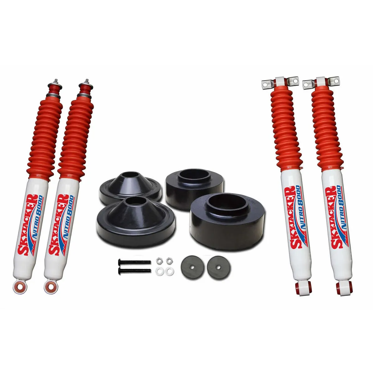 Polyurethane Spacer Leveling Kit 07-18 Wrangler JK 2 Inch Front Lift 3/4 Inch Rear Lift Incl. 2-Front N80 Shocks Skyjacker product image
