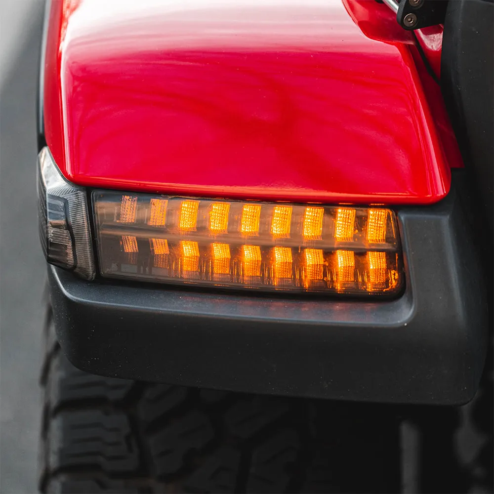 Xprite Xprite LED Turn Signal Lights for Jeep Wrangler JL & Gladiator JT – Sequential Amber Parking Lights with Smoked Lens | Plug & Play Upgrade